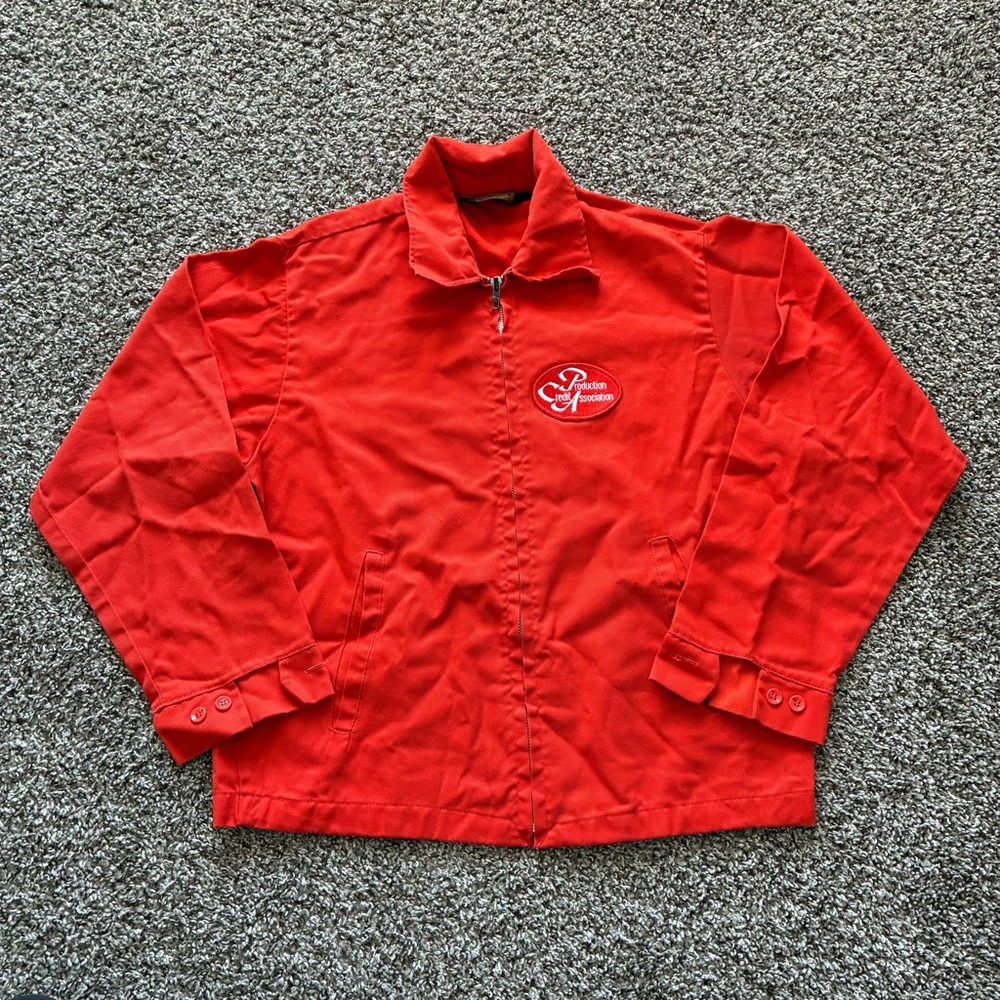 005 - VINTAGE 80s K BRAND MADE IN USA ORANGE ZIP UP JACKET